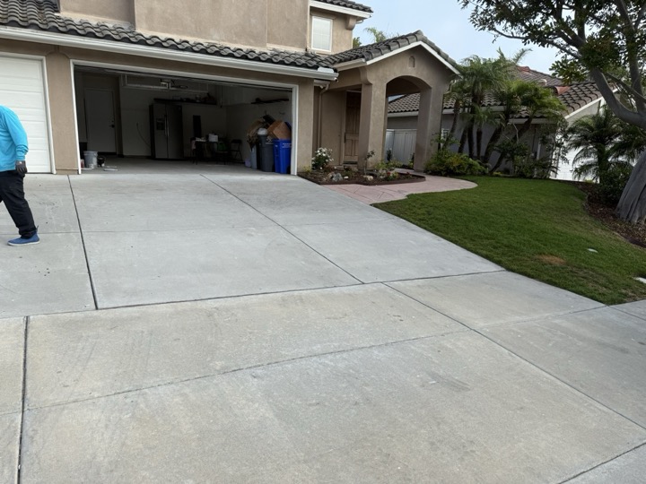 Clean driveway after power washing in San Diego
