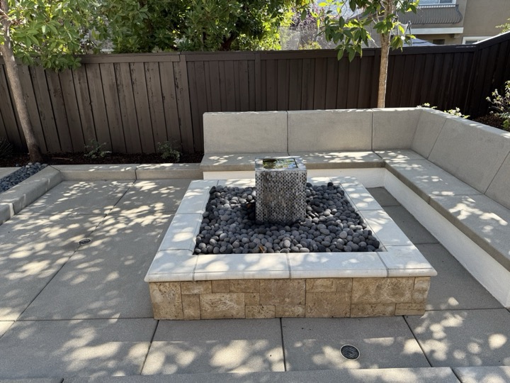 Clean patio with fountain